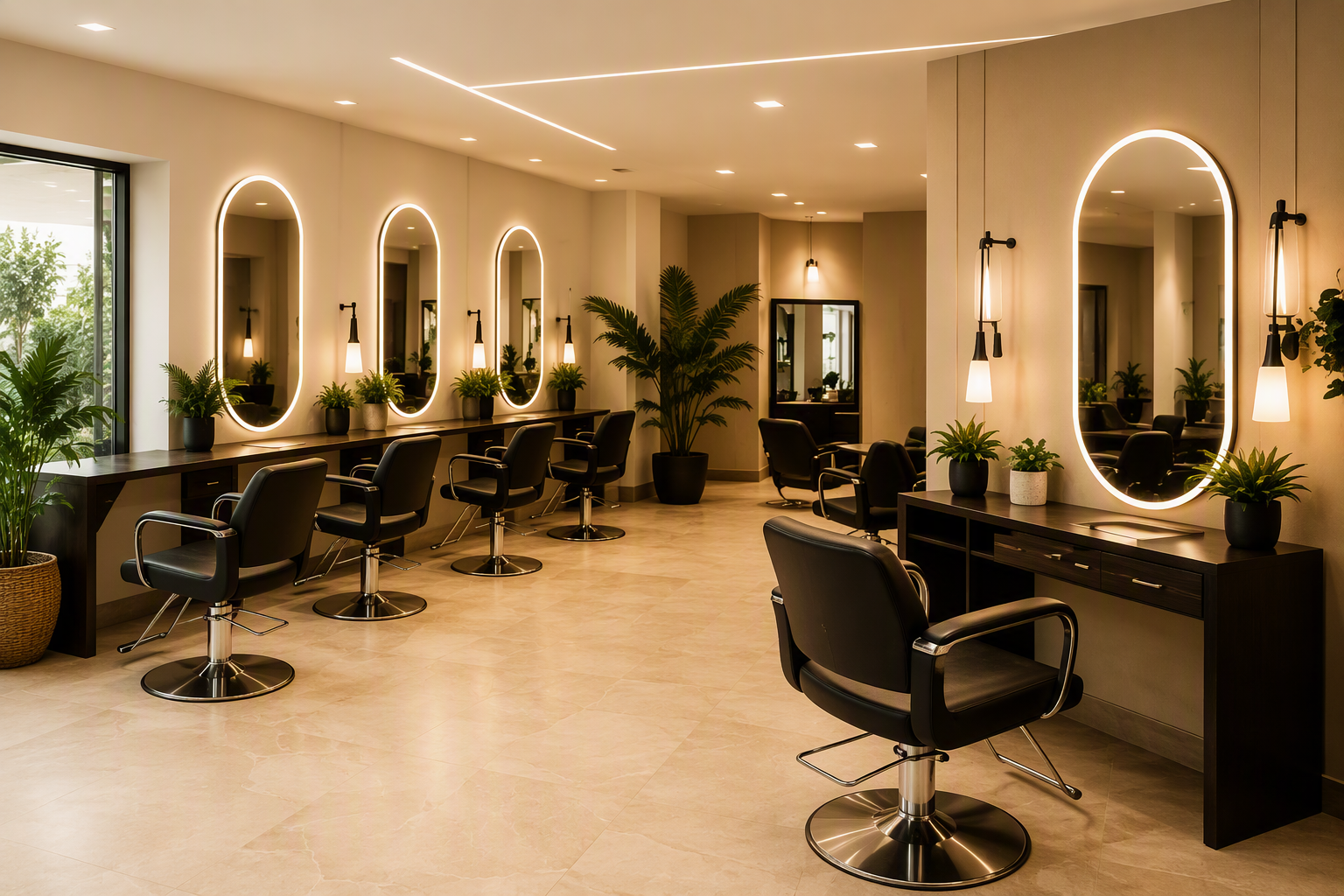 Intérieur chaleureux du salon Salon Coif